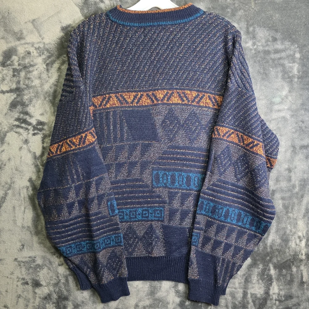 VTG 90s NUOVO New Forces Abstract Geometric Pullover Sweater Sz Lg
